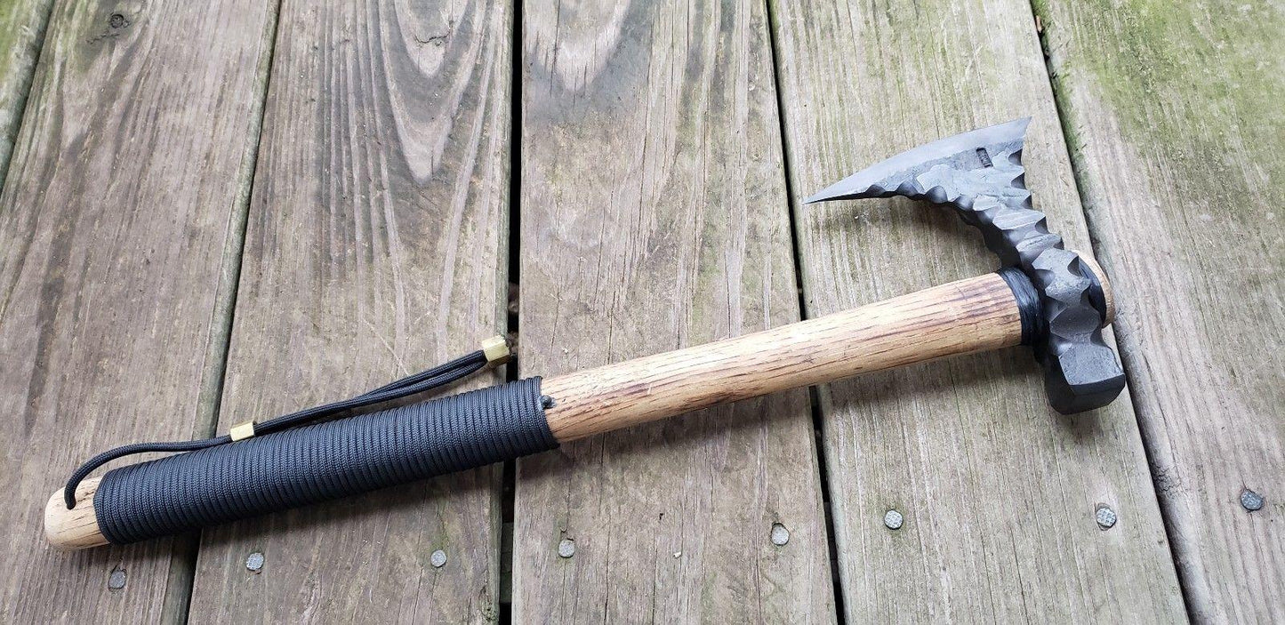 Hand-Forged Tomahawk Camp Hammer Poll Viking War Axe | 19" Hickory Handle