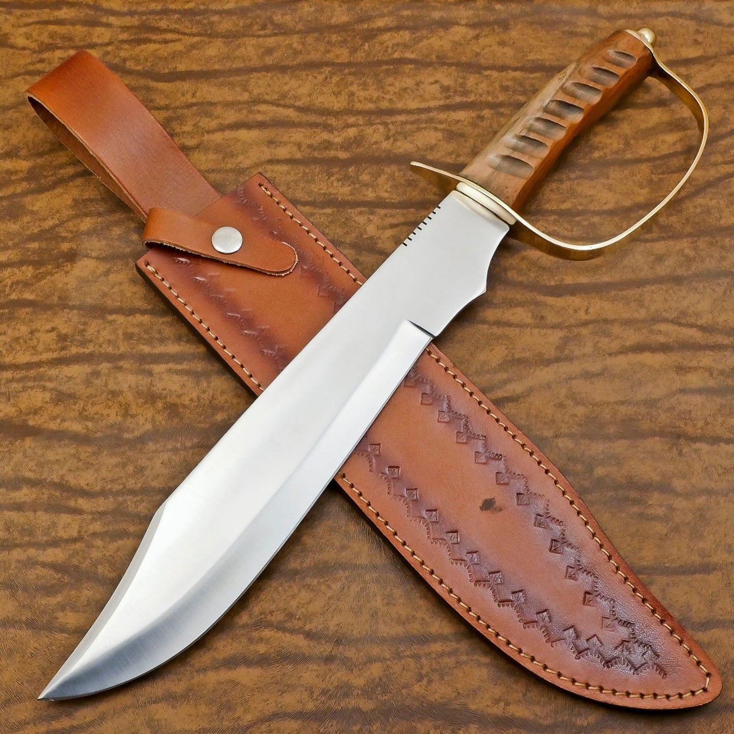 Custom Handmade D2 Blade Mini Sword/Bowie Knife | Rosewood Handle & Leather Sheath