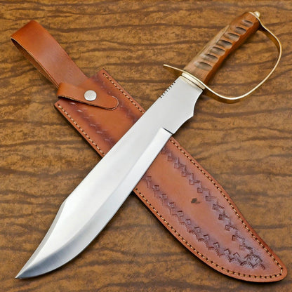 Custom Handmade D2 Blade Mini Sword/Bowie Knife | Rosewood Handle & Leather Sheath