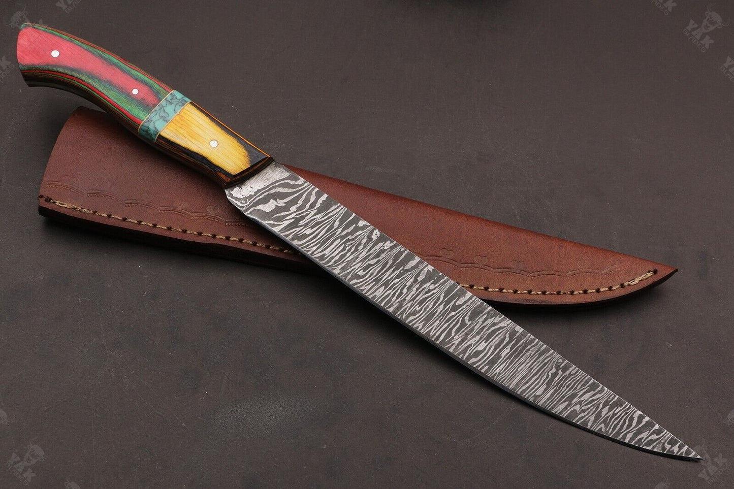 14" Handmade Damascus Steel Fillet Knife Damascus Fillet Knife Best Fillet Knife W/Sheath