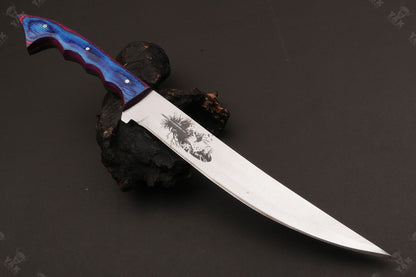 13" Custom Handmade D2 Steel Fillet Camping Knife Best Fillet Knife Fish Fillet Knife W/Sheath