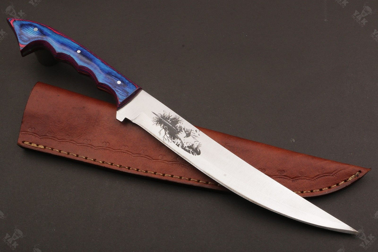 13" Custom Handmade D2 Steel Fillet Camping Knife Best Fillet Knife Fish Fillet Knife W/Sheath
