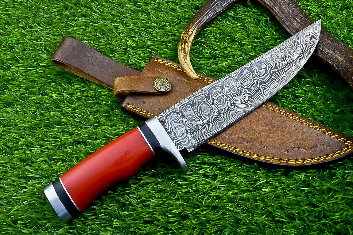Heritage Forge 12 Inch Damascus Steel Camping Knife with Resin Handle