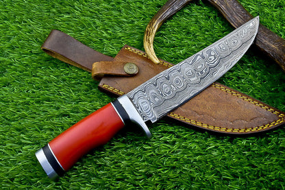 Heritage Forge 12 Inch Damascus Steel Camping Knife with Resin Handle