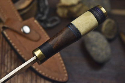 Skinner Knife – AUS-8 Steel, Bone & Wood Handle, Brass Guard, Hunting Knife