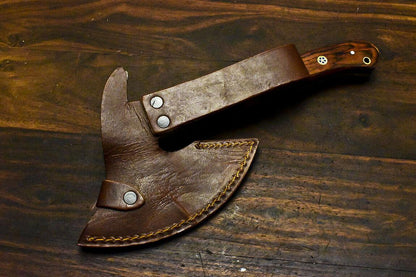 Custom Handmade Damascus Axe Hunting Chopper with Hardwood Handle | Premium Damascus Steel Axe Knife