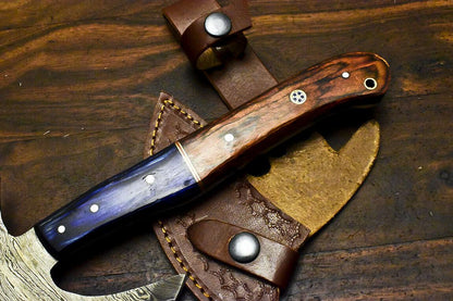 Custom Handmade Damascus Axe Hunting Chopper with Hardwood Handle | Premium Damascus Steel Axe Knife