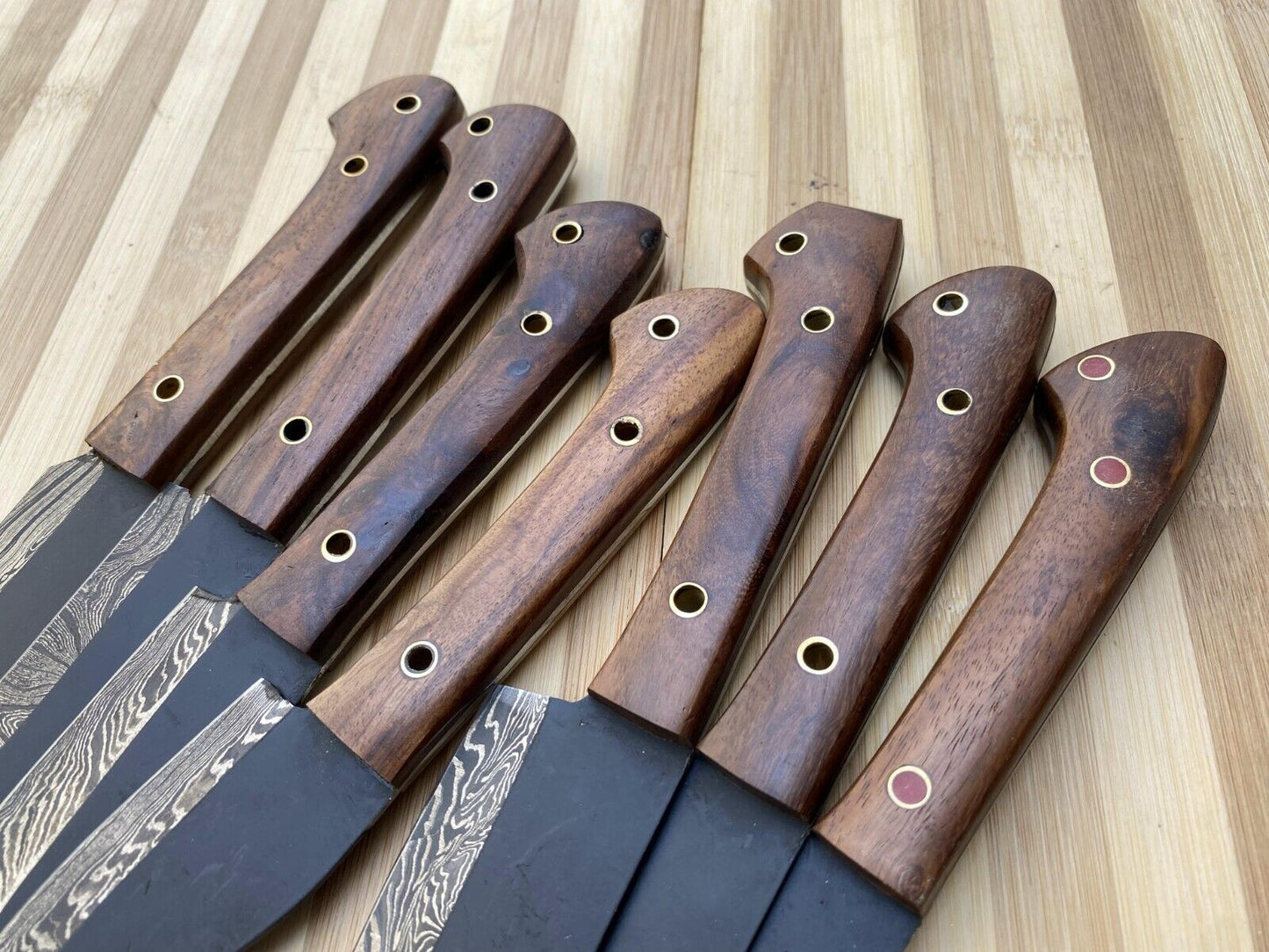 Heritage Forge Handmade Damascus Chef Knife Set – Carbon Coated, 512-Layer Steel