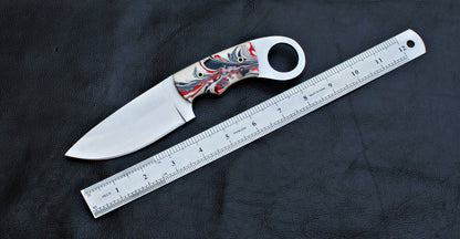 Custom Handmade D2 Steel Skinner Knife | Full Tang Hunting & EDC Knife with Leather Sheath