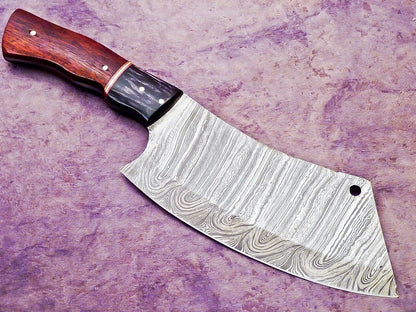 11" Handmade Damascus Steel Chopper Cleaver Knife with Hard Wood Handle