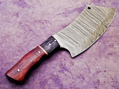 11" Handmade Damascus Steel Chopper Cleaver Knife with Hard Wood Handle