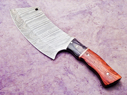11" Handmade Damascus Steel Chopper Cleaver Knife with Hard Wood Handle