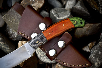 8.0" Hand Crafted Skinner Knife 440C Stainless Steel Hardwood Handle with Leather Sheath