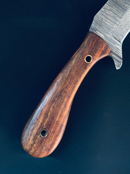 Damascus Steel Bull Cutter Knife 9" Handmade Bull Cutter Knife with Wood Handle