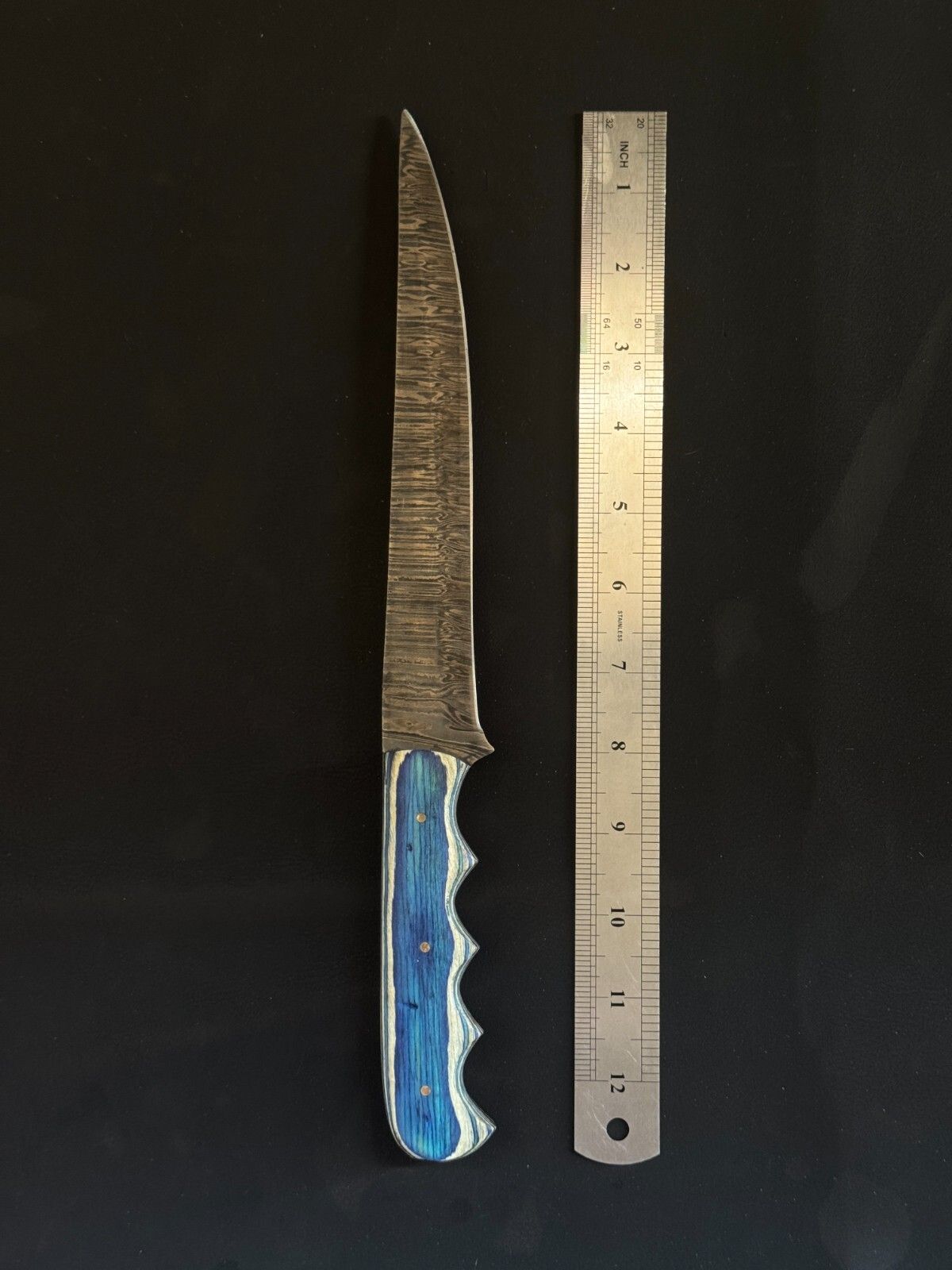12.75" Handmade Damascus Fillet Knife Custom Fillet Knife with Pakka Wood Handle