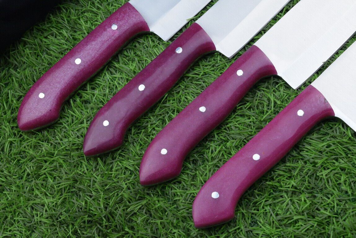 4-Piece Handmade J2 Steel Chef Knife Set with Roll Bag
