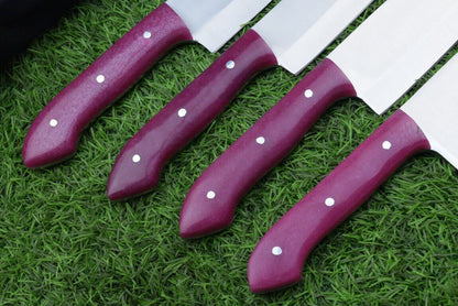 4-Piece Handmade J2 Steel Chef Knife Set with Roll Bag