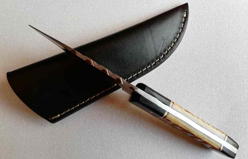 Damascus Skinner Knife with Micarta Handle – Custom Handmade Drop Point Hunting Blade