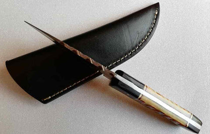 Damascus Skinner Knife with Micarta Handle – Custom Handmade Drop Point Hunting Blade