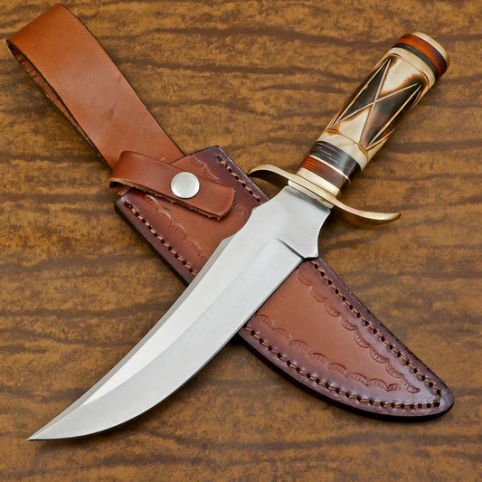 Custom Hand Forged 12 Inch D2 Steel Blade Hunting Bowie Camping Knife – Full Tang Survival Knife