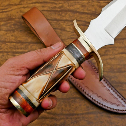 Custom Hand Forged 12 Inch D2 Steel Blade Hunting Bowie Camping Knife – Full Tang Survival Knife