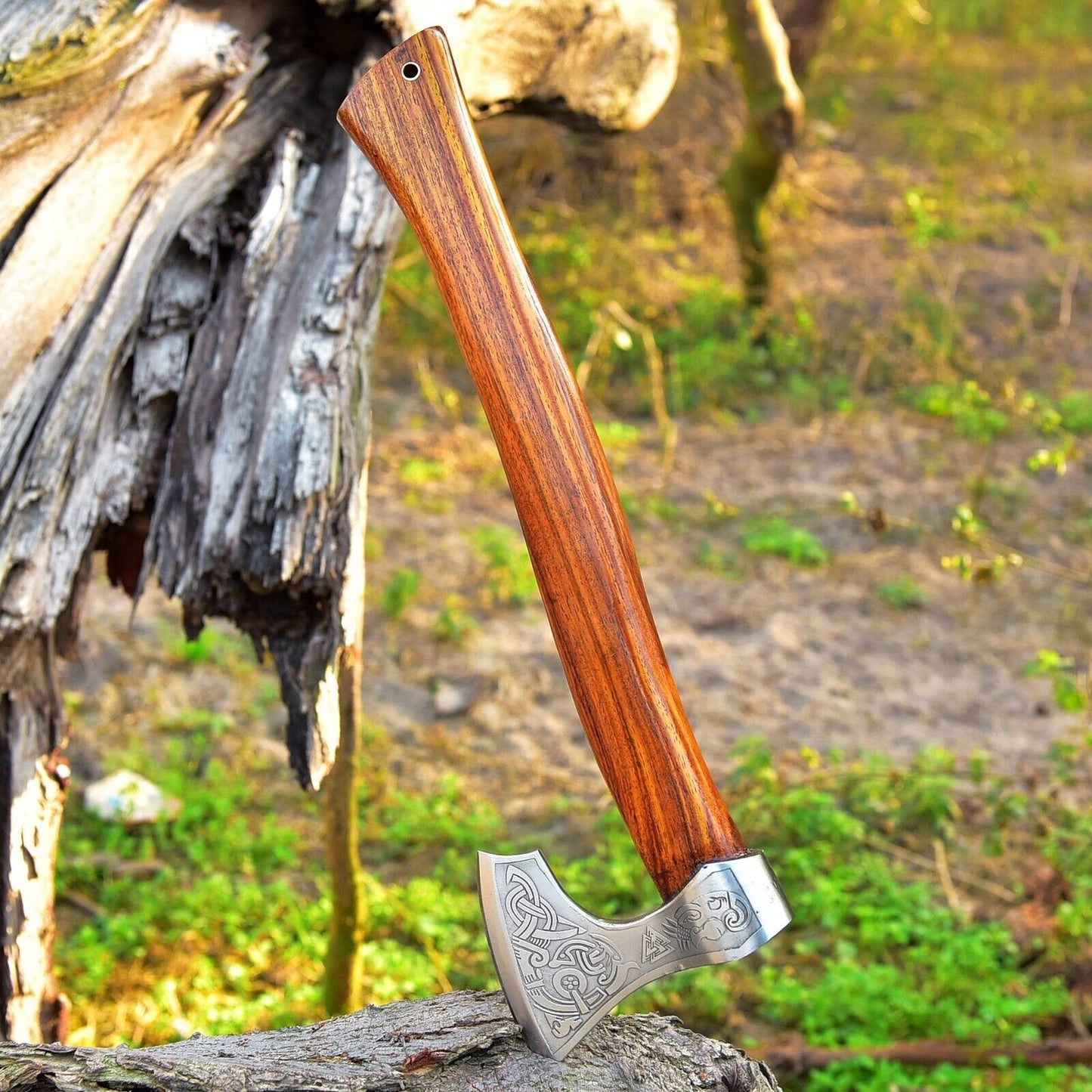 Hand Forged 1095 High Carbon Steel Viking Tomahawk, Hatchet & Combat Axe with Rosewood Handle