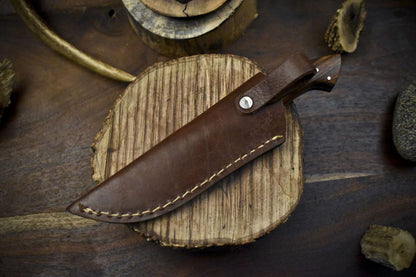 Custom Twist Damascus Skinner Knife with Walnut Wood Handle for Hunting and Sports