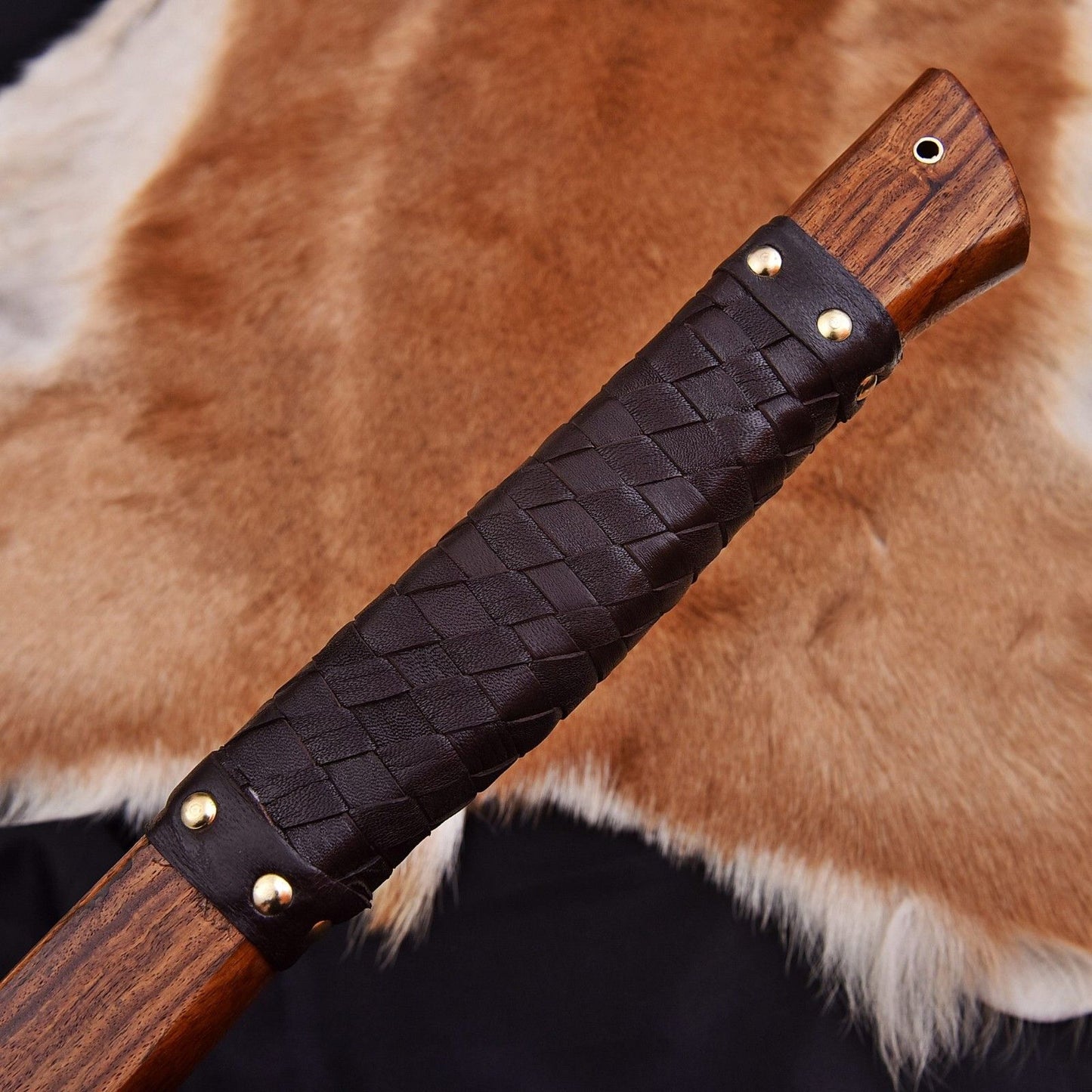19.5 Inch Viking Hand Forged 1095 High Carbon Steel Combat Axe with Exotic Wood Handle