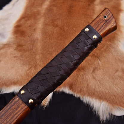 19.5 Inch Viking Hand Forged 1095 High Carbon Steel Combat Axe with Exotic Wood Handle