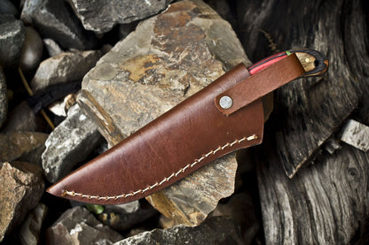 Twist Damascus Skinner Knife with Hardwood Handle – 8.5" Hand Forged EDC Hunting Knife