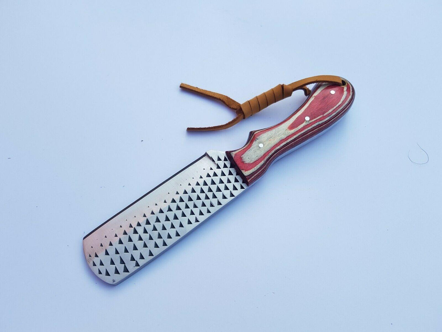 Handmade Bull Cutter Knife With Pakka Wood Handle & Leather Sheath Custom Bull Cutter Knife