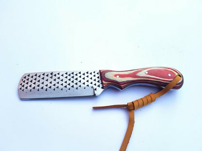 Handmade Bull Cutter Knife With Pakka Wood Handle & Leather Sheath Custom Bull Cutter Knife