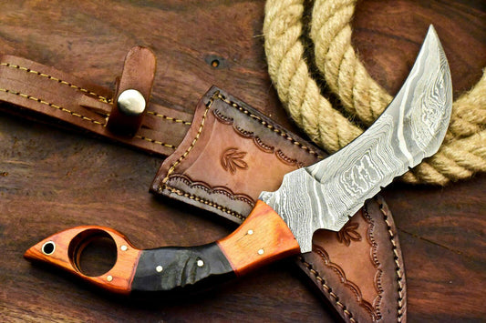 11" Handmade Damascus Karambit Best Karambit Damascus Steel Knife With Ram’s Horn Handle
