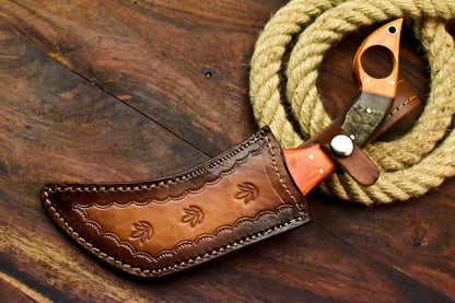 11" Handmade Damascus Karambit Best Karambit Damascus Steel Knife With Ram’s Horn Handle