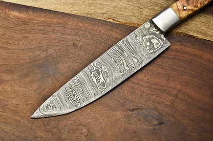 Premium Handmade Damascus Steel Chef Knife – Full Tang, Forged Sport Blade