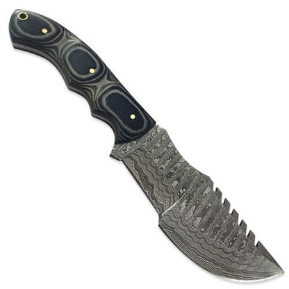 Handmade Damascus Steel Tracker Knife EDC – Full Tang Hunting, Camping & Survival Knife with Micarta Handle and Premium Leather Sheath