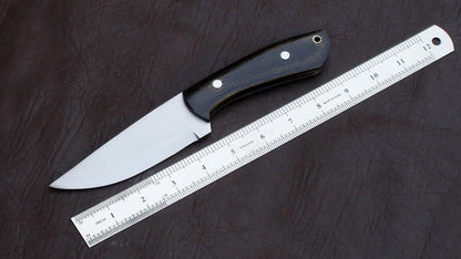 Custom Hand Forged D2 Tool Steel Skinner Knife | Full Tang Fixed Blade with Leather Sheath