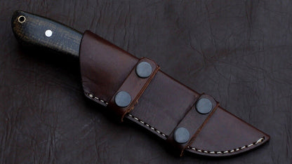 Custom Hand Forged D2 Tool Steel Skinner Knife | Full Tang Fixed Blade with Leather Sheath