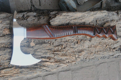 Hand Forged High Carbon Steel Viking Tomahawk Hatchet – Throwing Axe with Leather Sheath