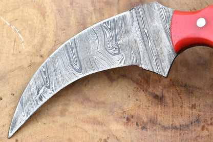 Custom Handmade Damascus Karambit  Damascus Steel Hunting Knife with Resin Handle