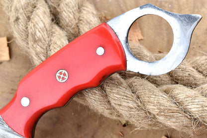 Custom Handmade Damascus Karambit  Damascus Steel Hunting Knife with Resin Handle