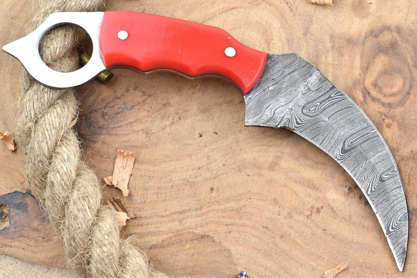 Custom Handmade Damascus Karambit  Damascus Steel Hunting Knife with Resin Handle