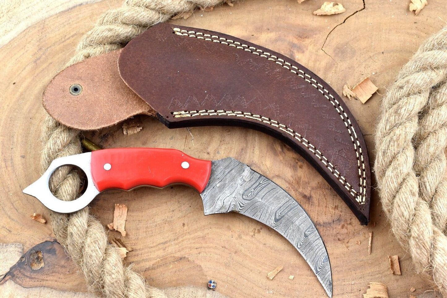 Custom Handmade Damascus Karambit  Damascus Steel Hunting Knife with Resin Handle