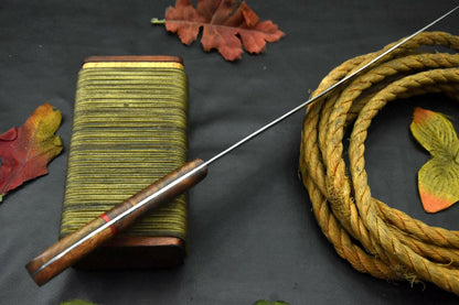 Custom Handmade Damascus Steel Fillet Knife With Walnut Handle & Leather Sheath