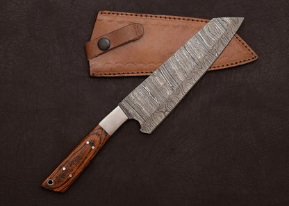 Damascus Steel 13" Chef Knife | Outdoor Hunting & Kitchen Knife with Pakka Wood Handle