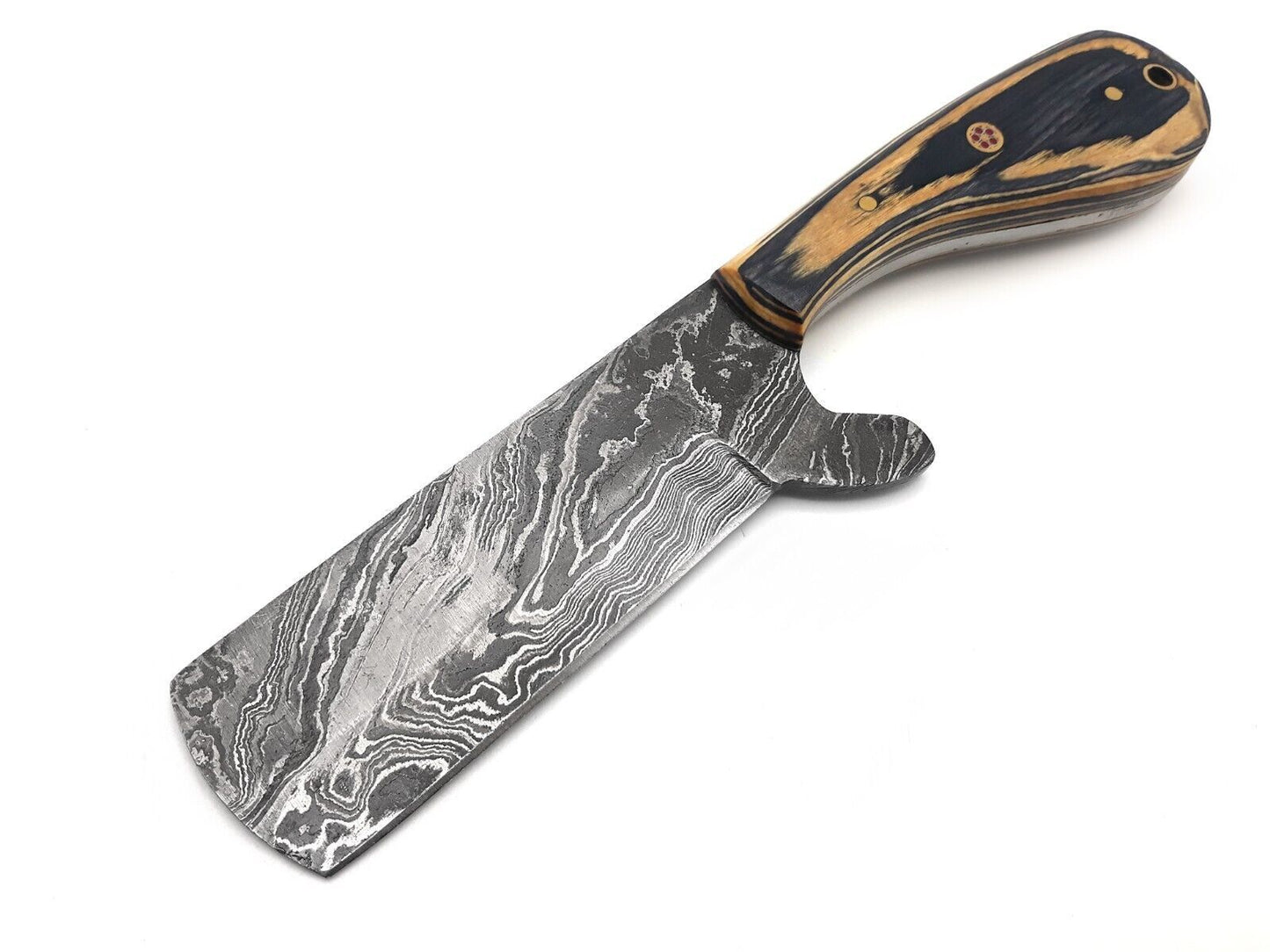 Damascus Steel Bull Cutter Knife 8" Full Tang Custom Bull Cutter Knife With Wood Handle