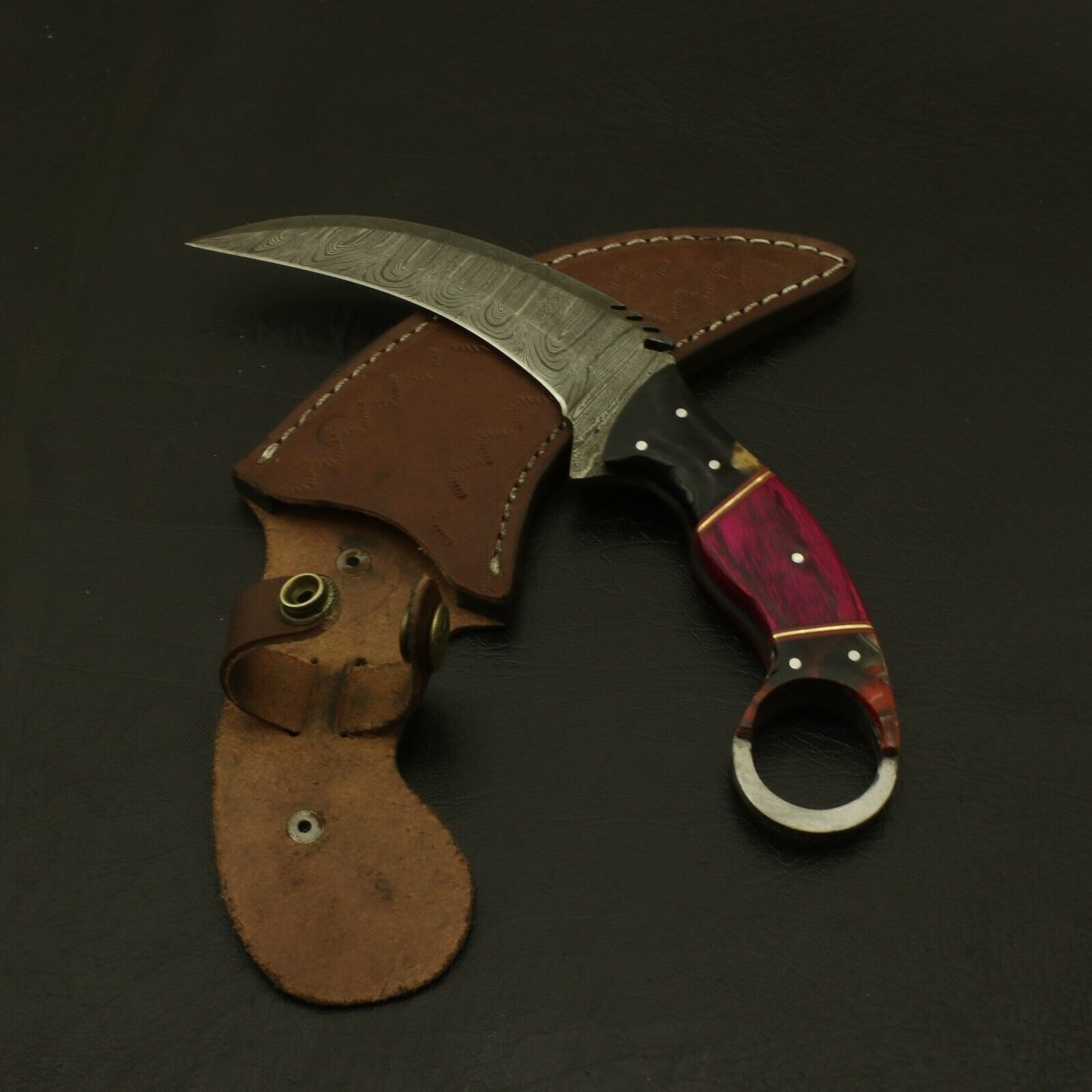 HandForged Damascus Karambit Knife 9" Karambit Damascus Steel with Wood Handle