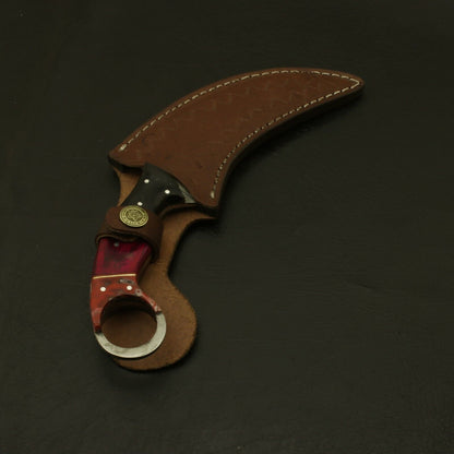 HandForged Damascus Karambit Knife 9" Karambit Damascus Steel with Wood Handle