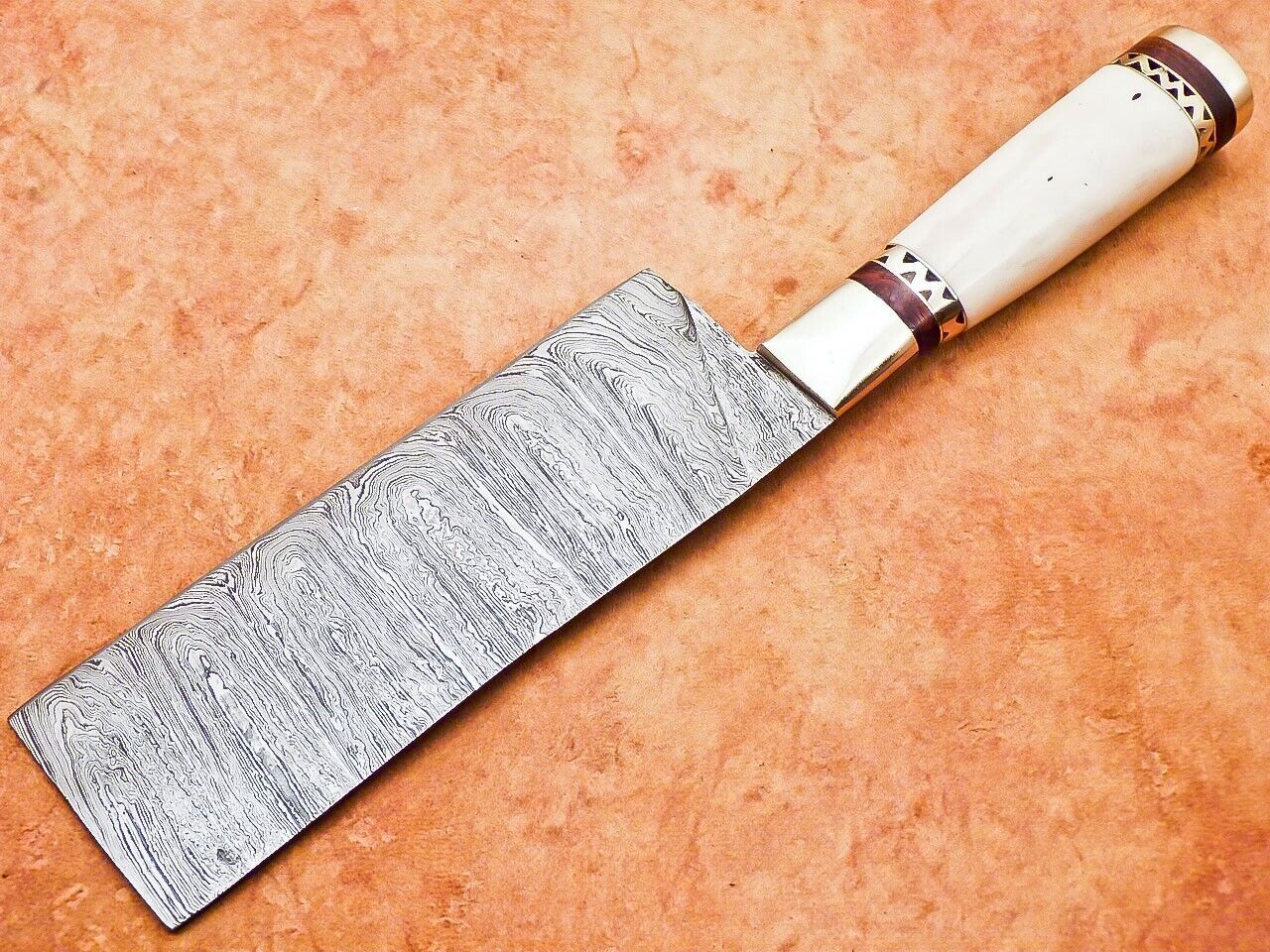12" Professional Chef Chopper Knife Cleaver Damascus Blade with Camel Bone Handle