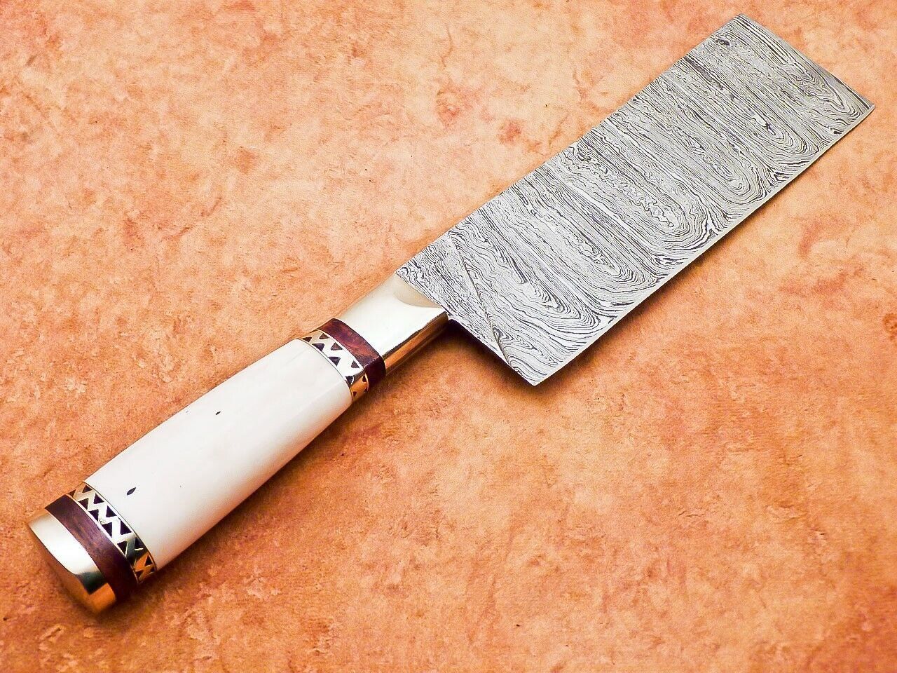 12" Professional Chef Chopper Knife Cleaver Damascus Blade with Camel Bone Handle